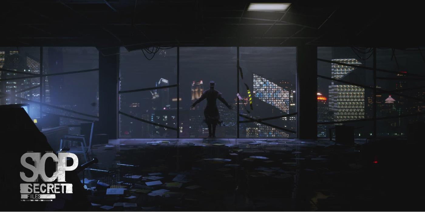 SCP Secret Files man standing over edge of building