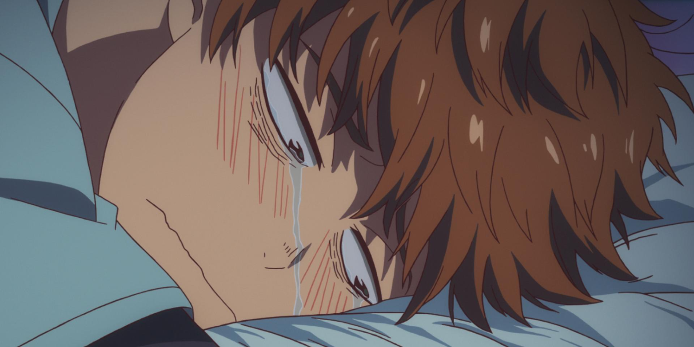 Kazuya crying on a Kanokari bed