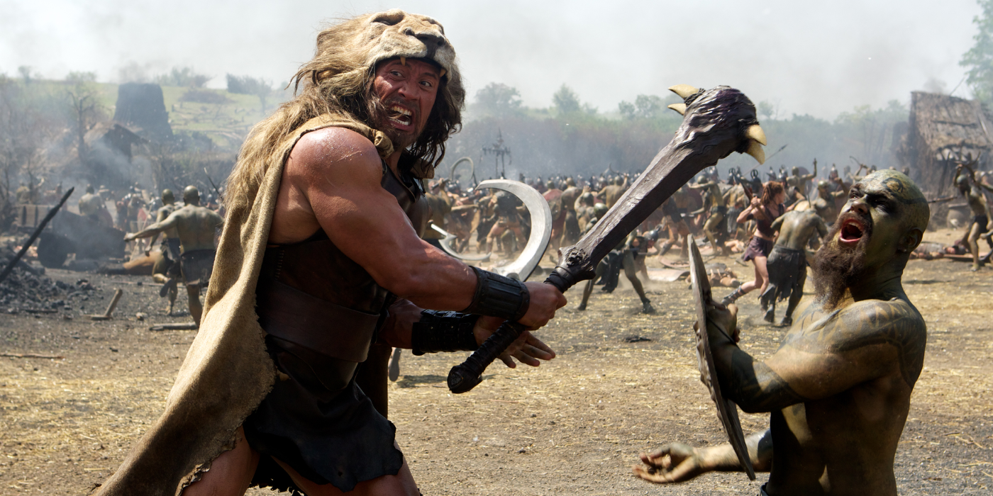 Dwayne Johnson in battle in Hercules