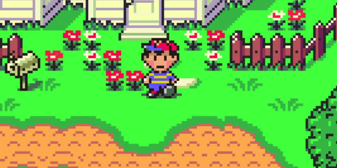 Ness na frente de sua casa em Earthbound