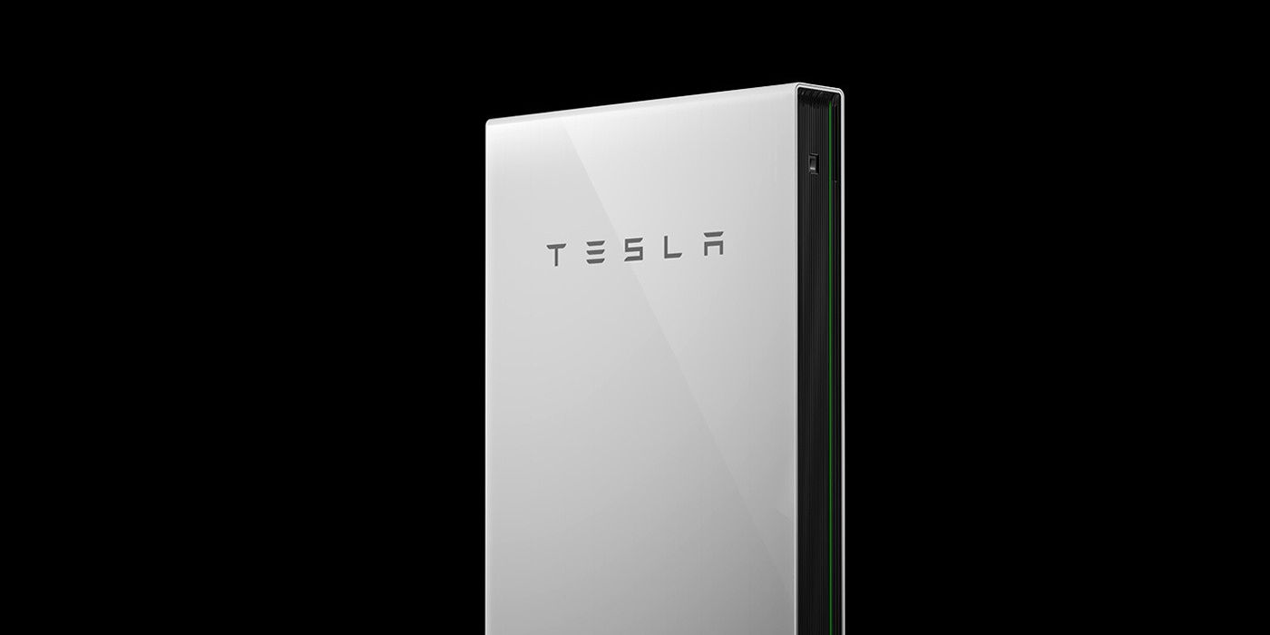 The Tesla Powerwall on a black background.
