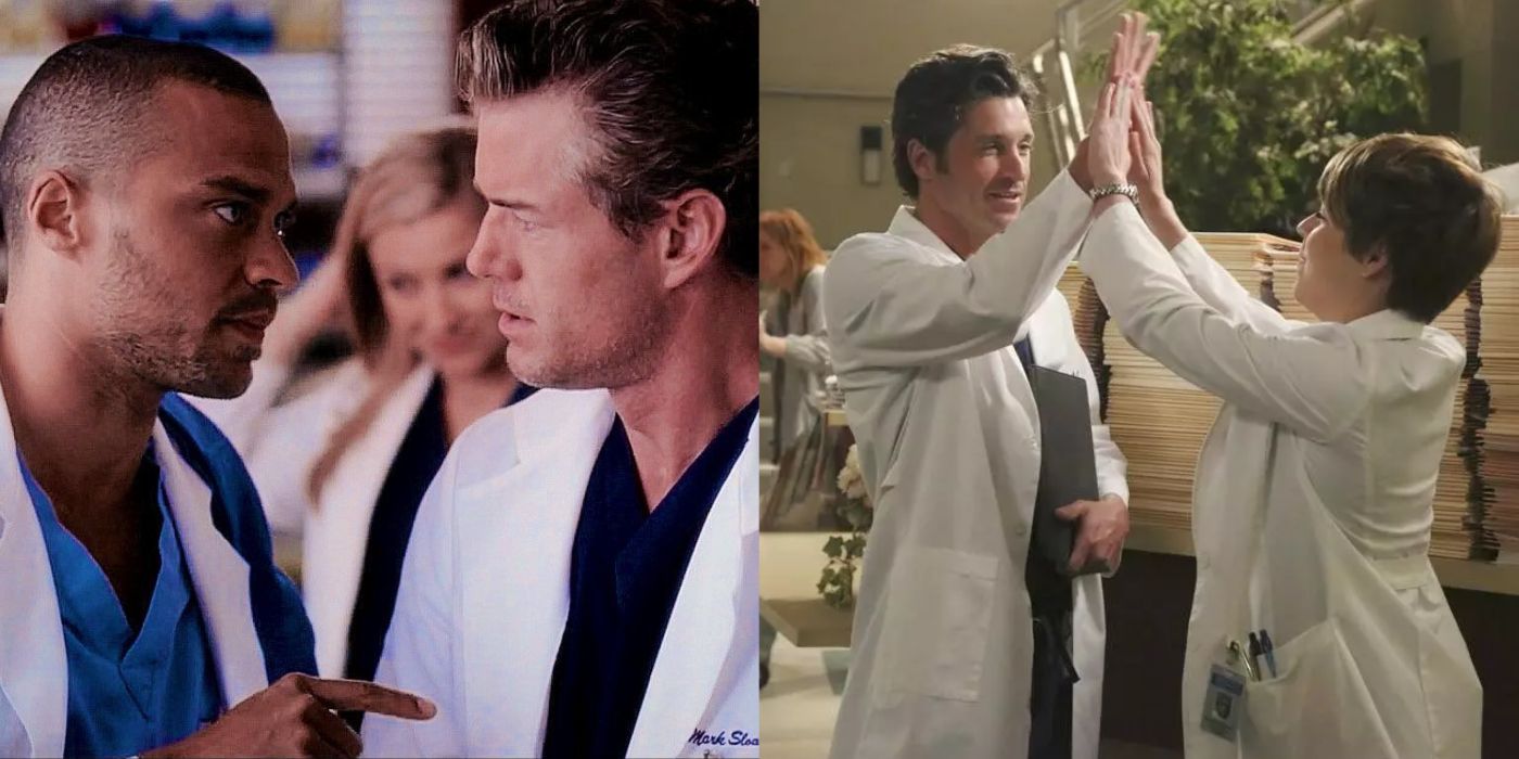 Spit image showing Mark bantering with Jackson and Mousey giving Derek a high five