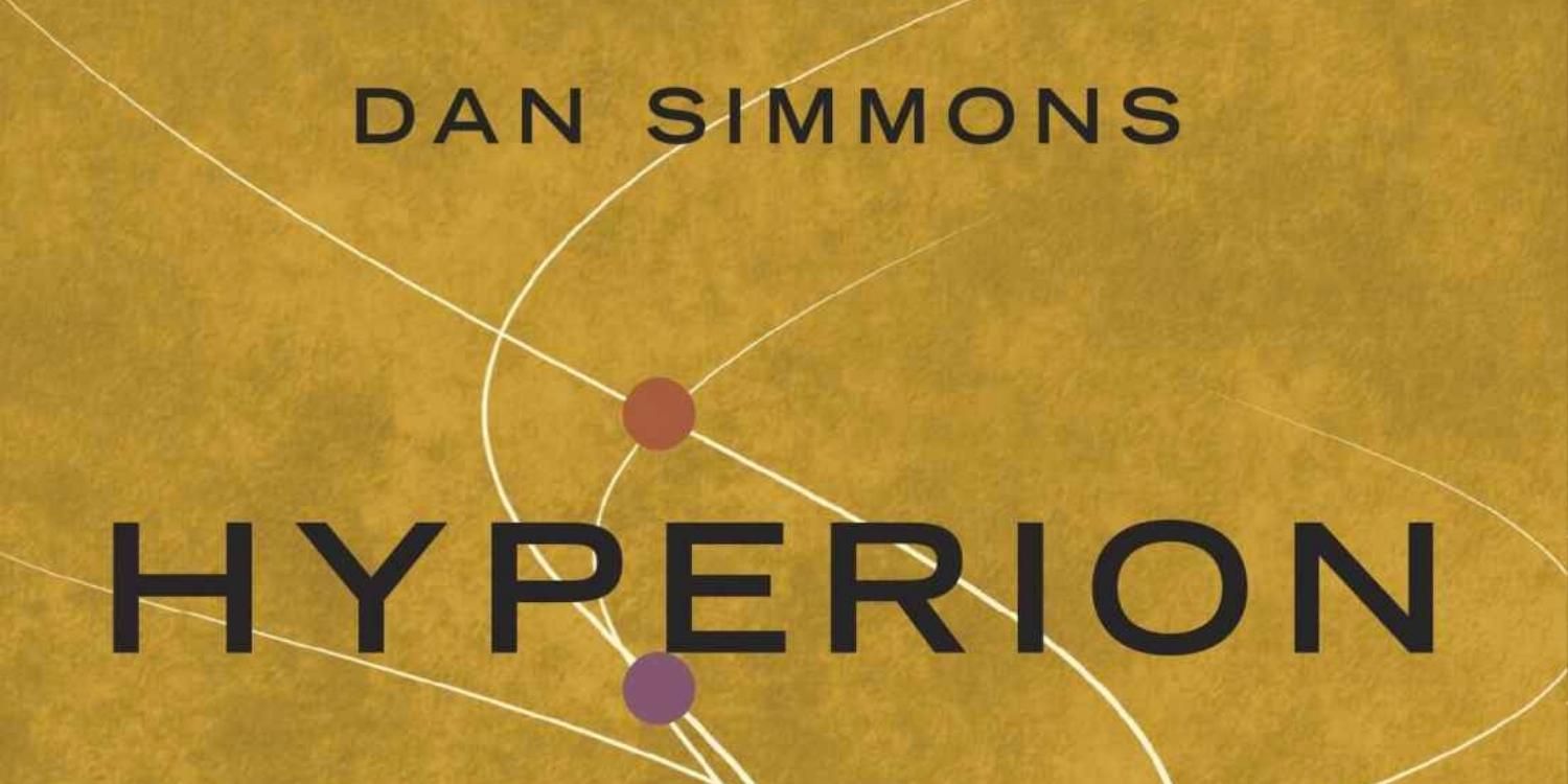 O nome do Dan Simmon e o texto do título de Hyperion