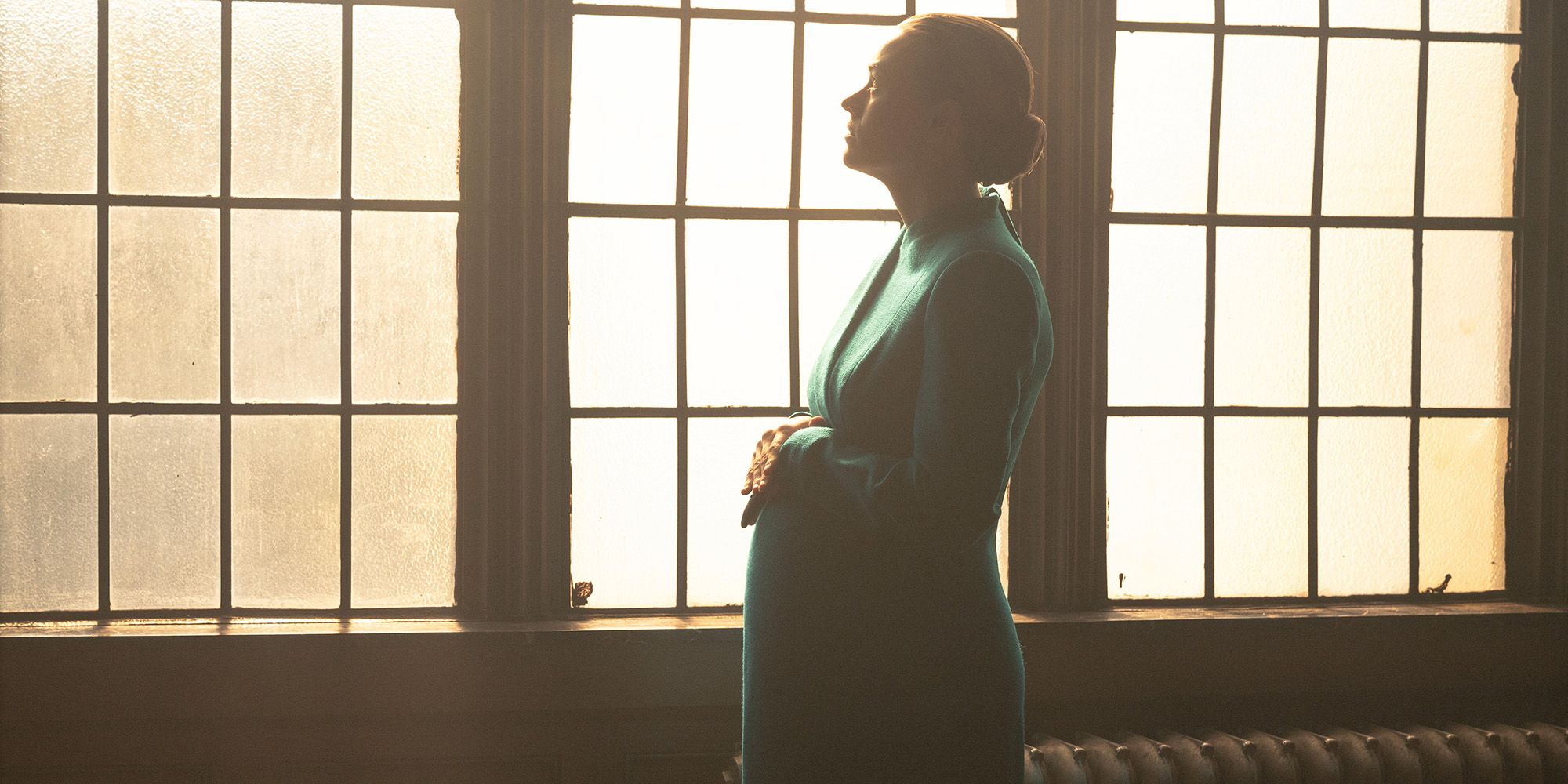 Yvonne Strahovski as a pregnant Serena Joy in The Handmaid&rsquo;s Tale season 5