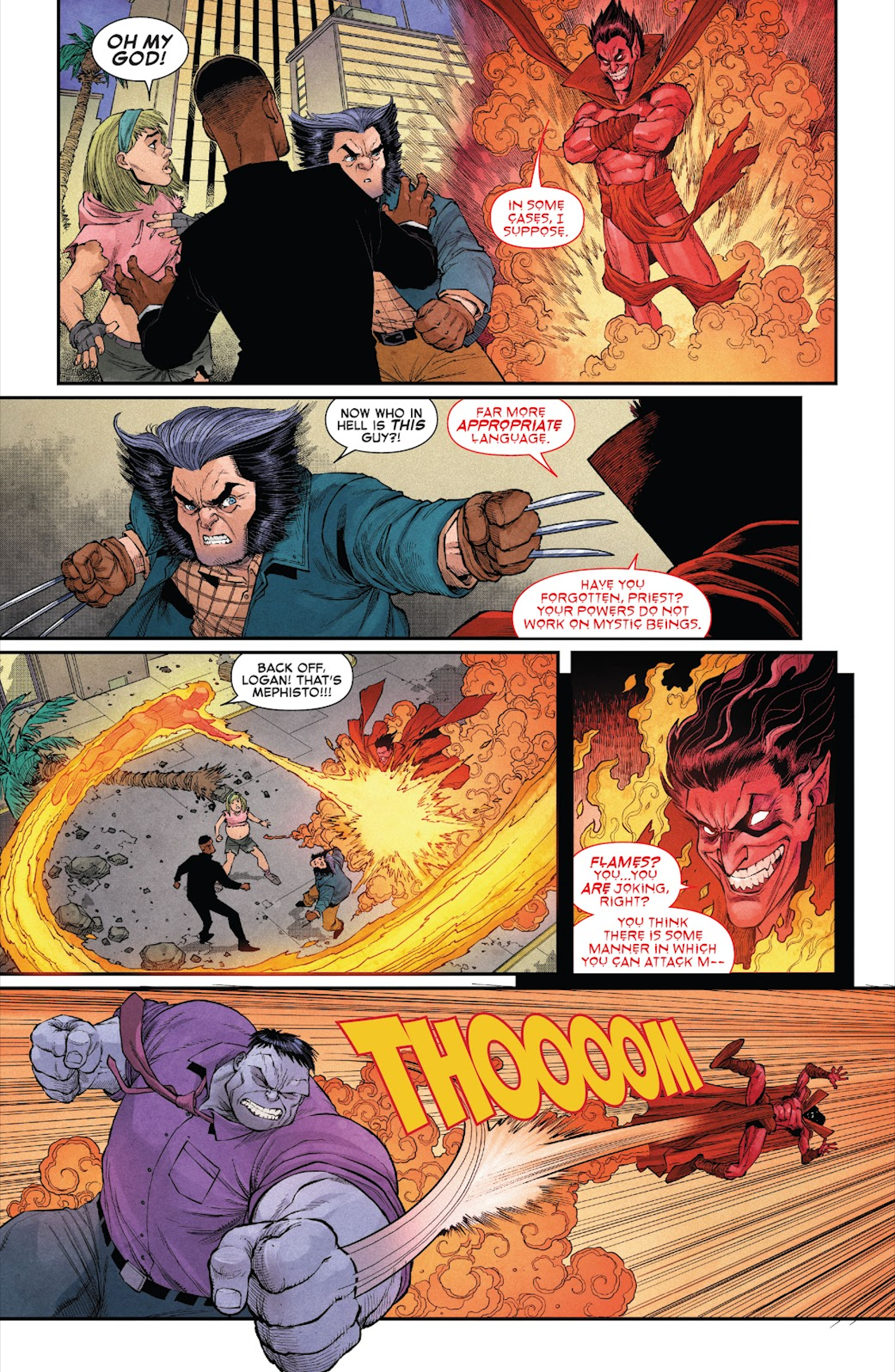 The Human Torch attacks Mephisto