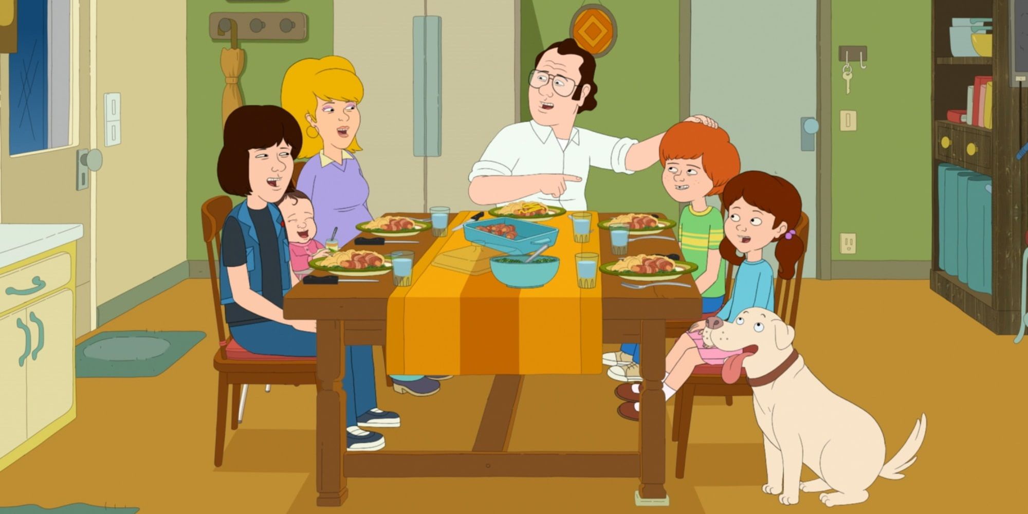 The Murphys eating dinner in F is for Family