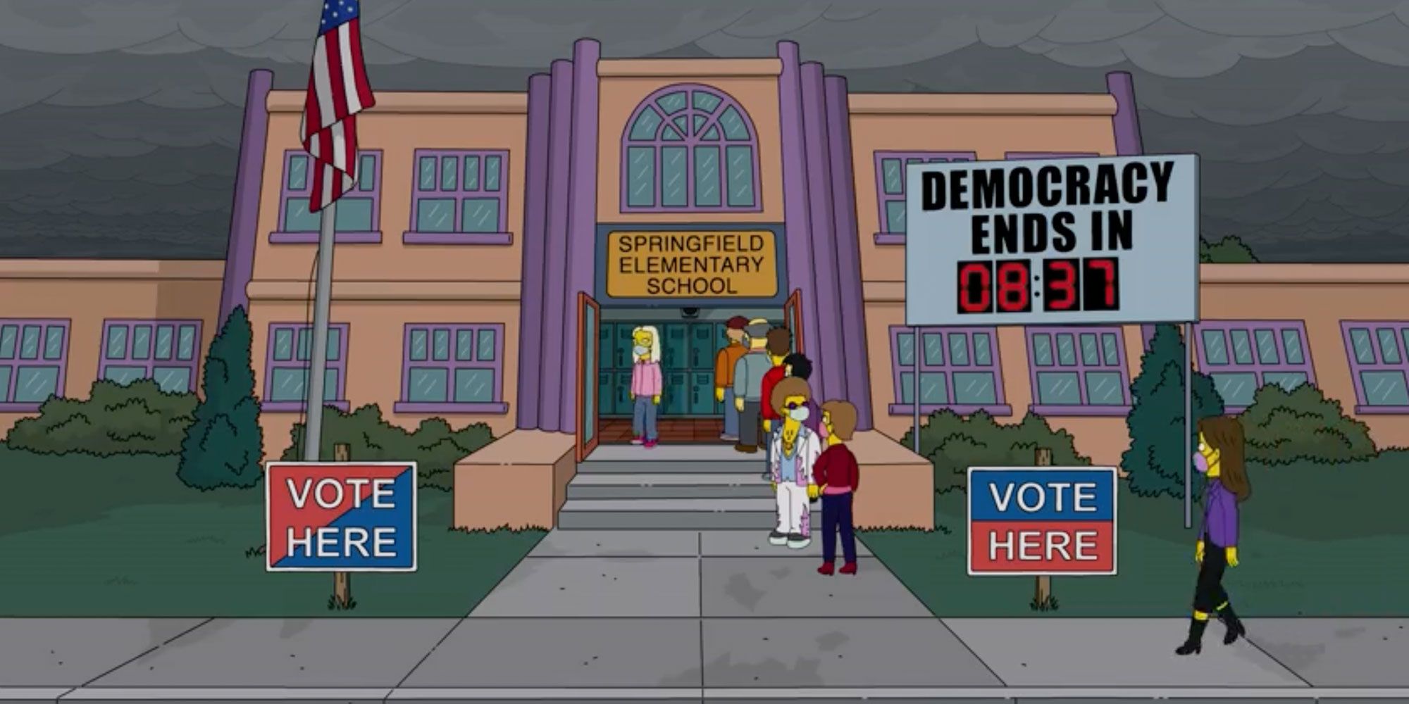 Pessoas votando em uma eleição em The Simpsons Treehouse of Horror