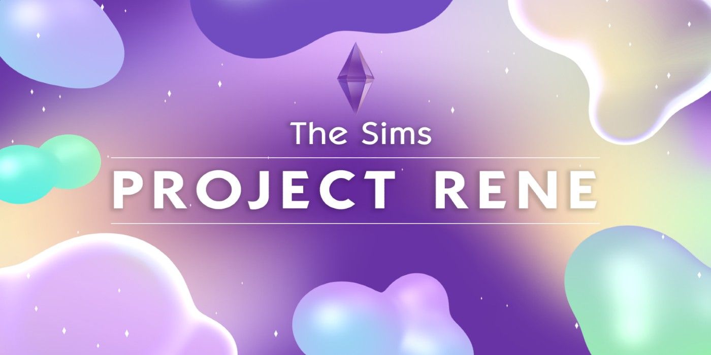 The Sims Project Rene in stylized text with a purple background.