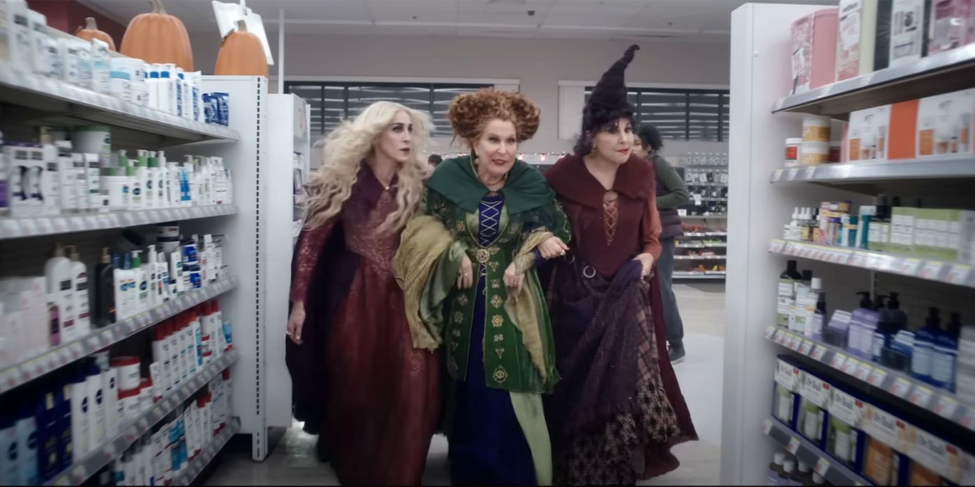 The witches strolling through Walgreens on Hocus Pocus 2