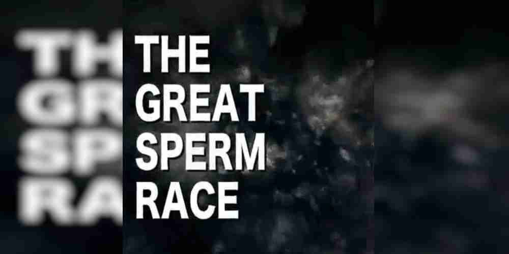 A title card for the reality show based on sperm racing.