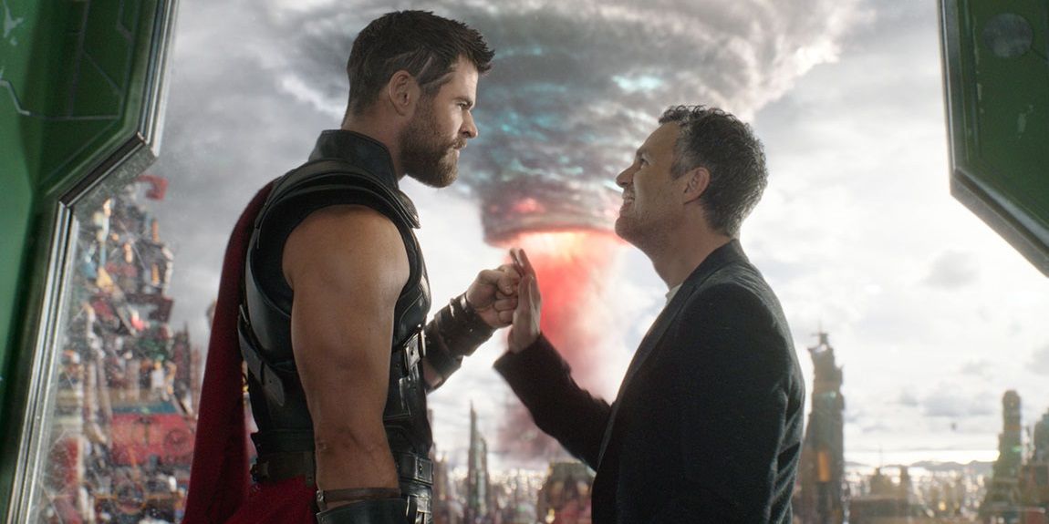 Thor and Bruce Banner in front of the Devil's Anus in Thor Ragnarok