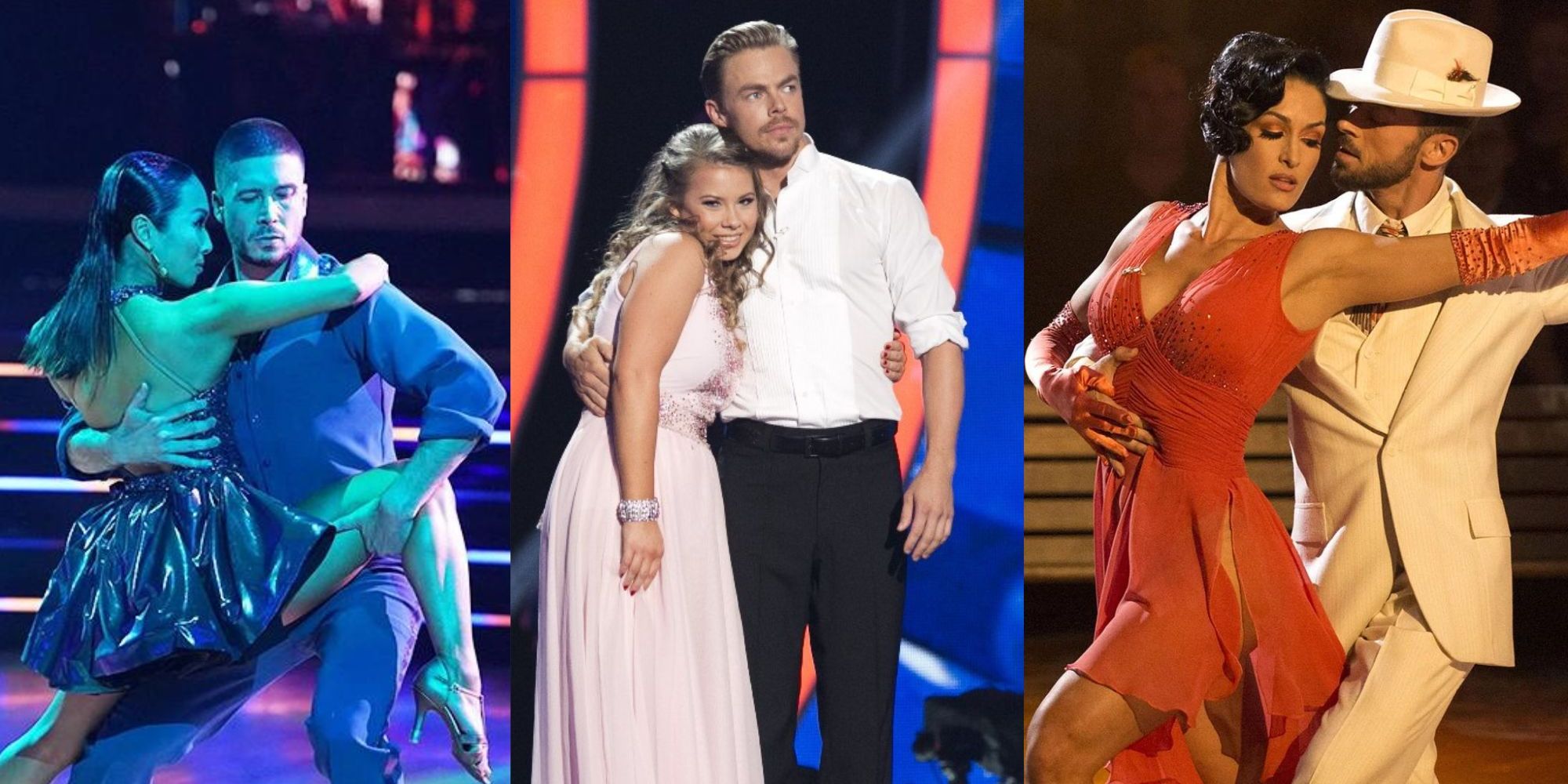 Three images of Vinny and Koko, Bindi and Derek, and Nikki and Artem from DWTS