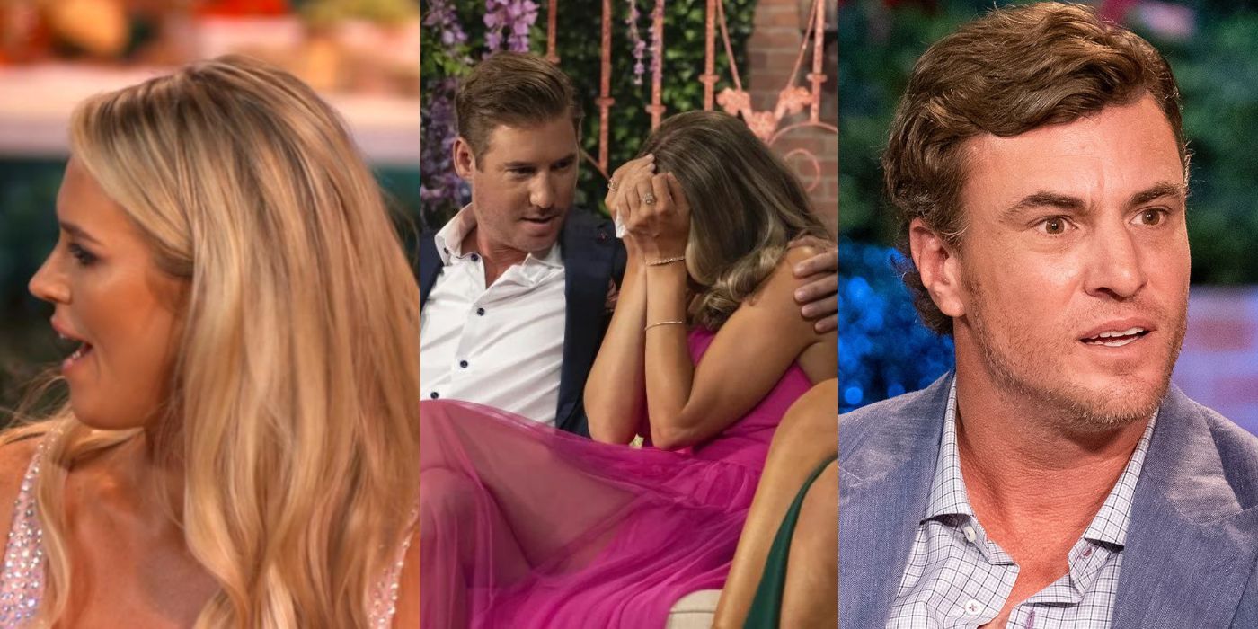Three split images from part one of Southern Charm's reunion