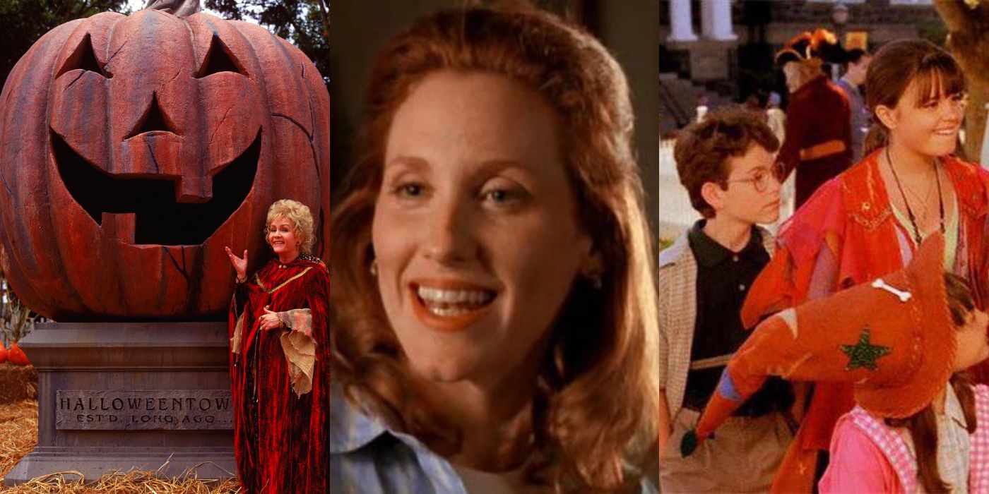 Three split images of the main characters from Hocus Pocus