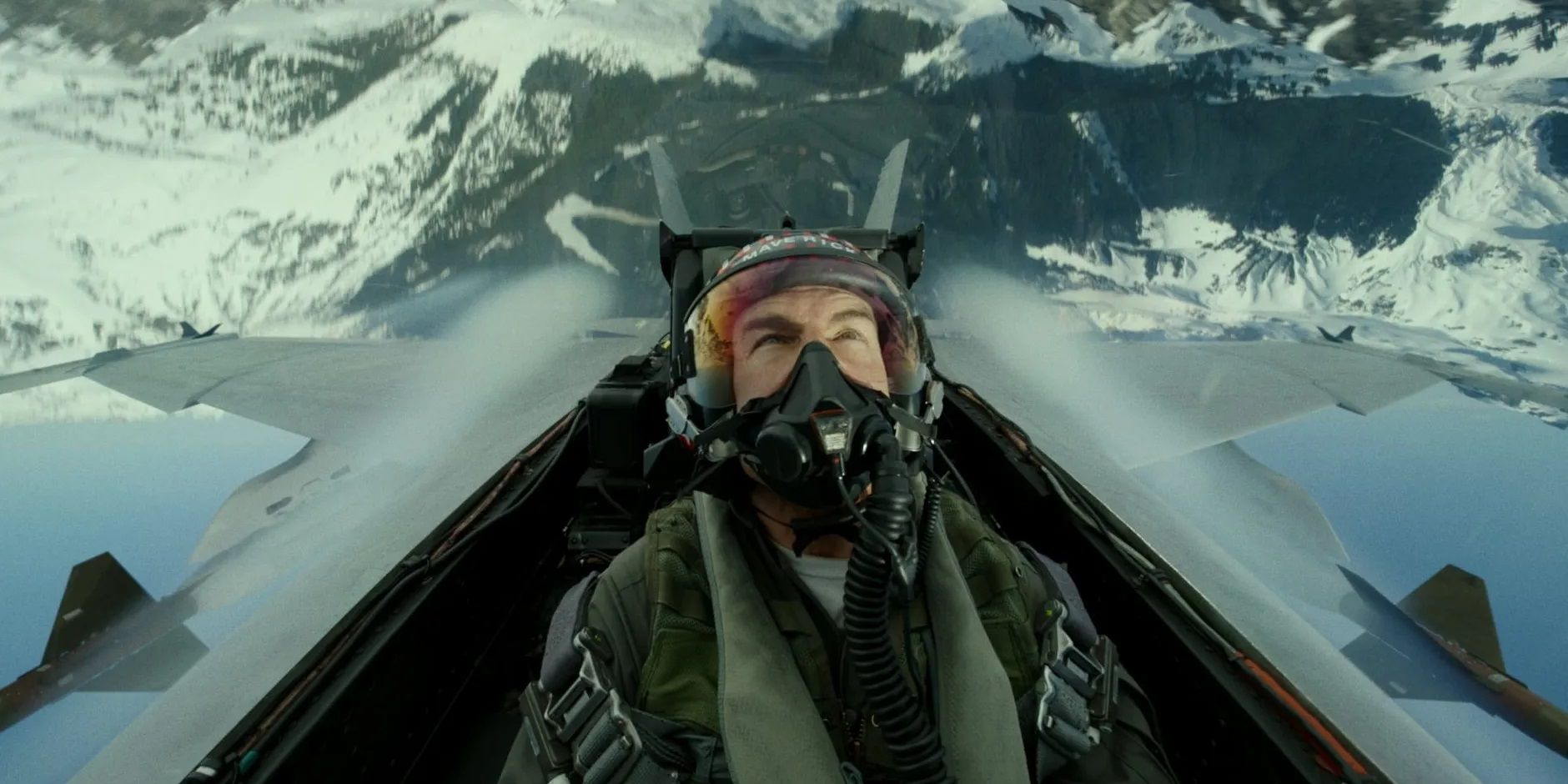 Tom Cruise in a fighter jet in Top Gun Maverick