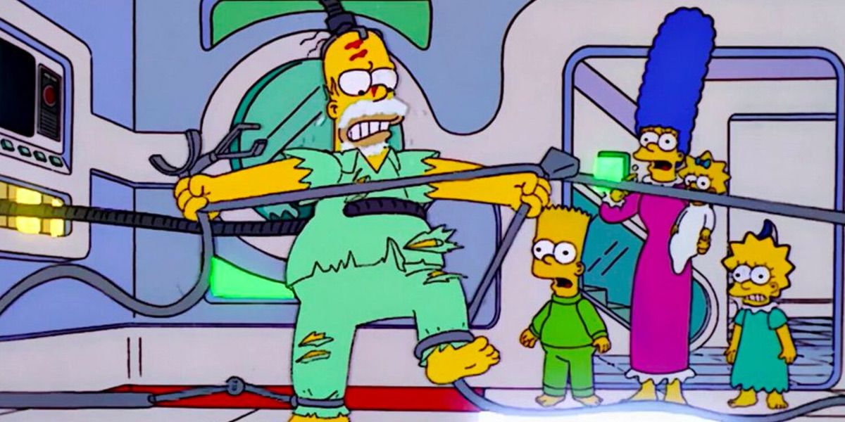 Homer destrói um laboratório em Treehouse of Horror XII