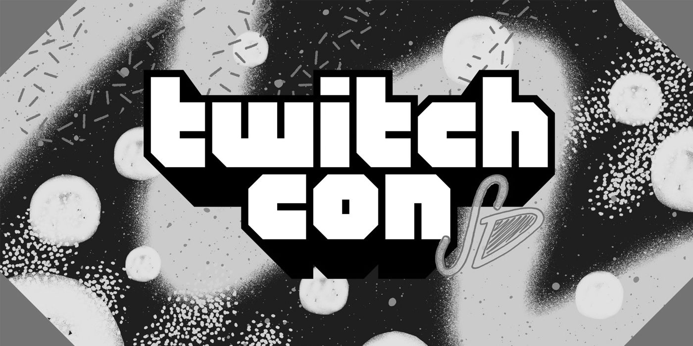 A logo of TwitchCon in greyscale