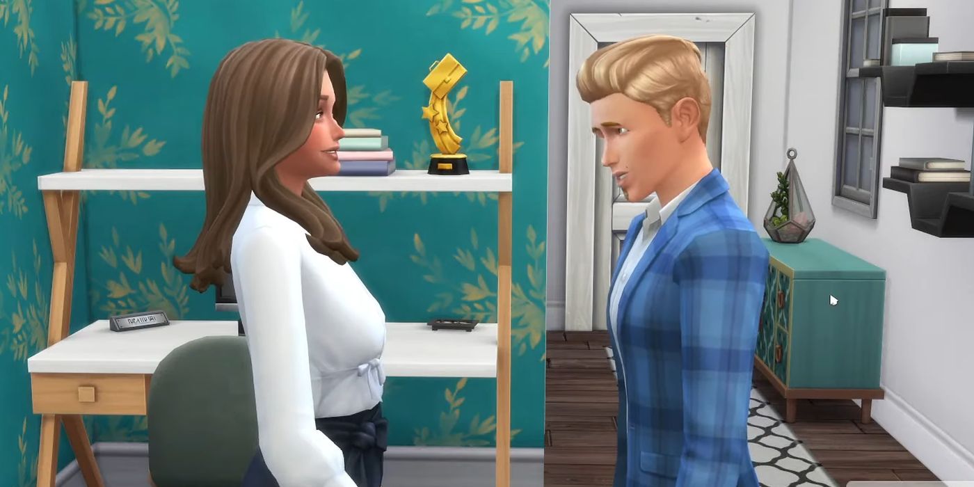 Two talking Sims in a relationship in The Sims 4 
