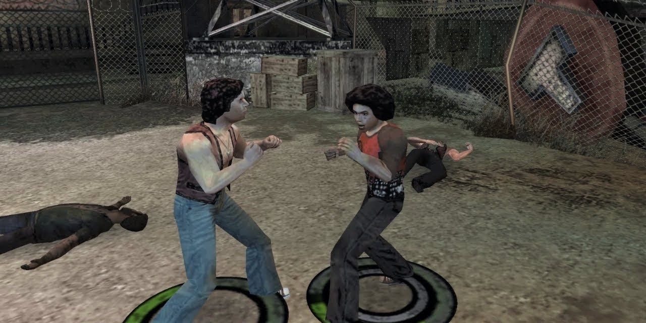 Two boys fight in an alley in The Warriors 