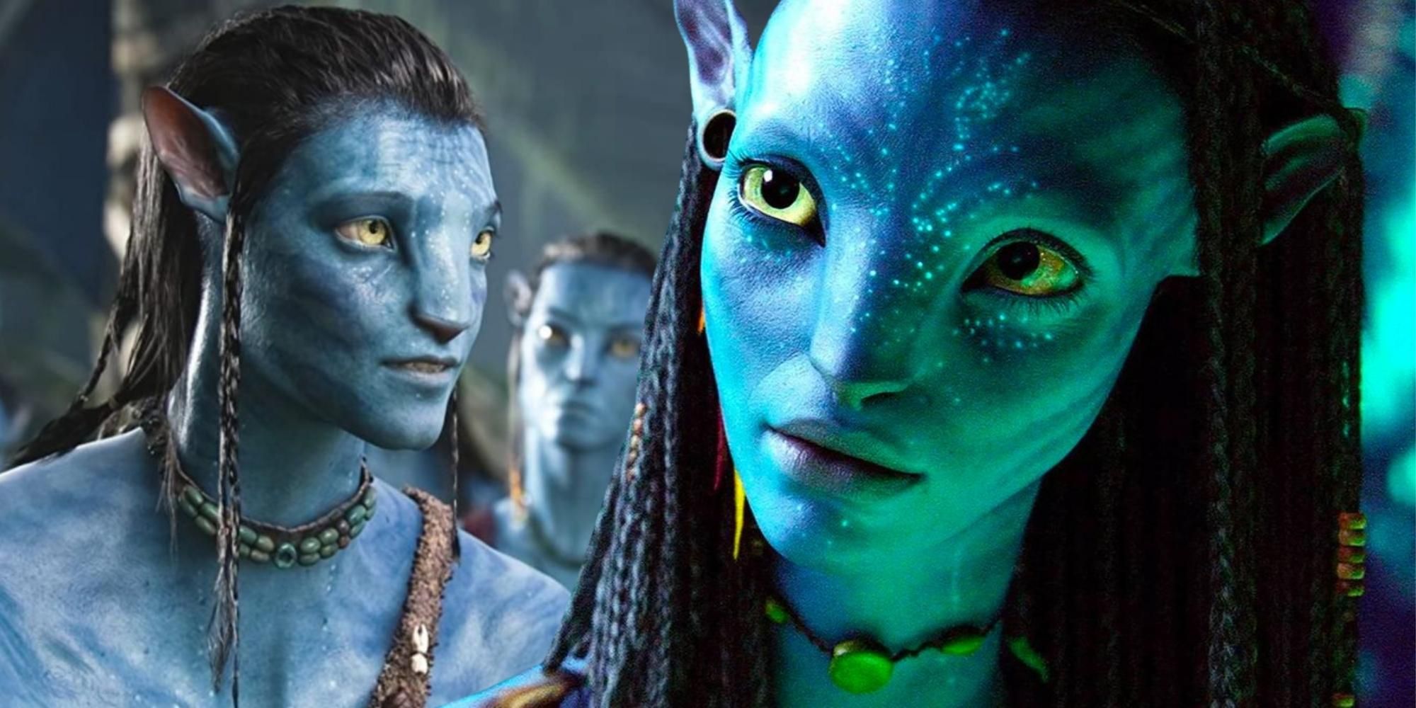 Sam Worthington como Jake Sully e Zoe Saldana como Neytiri em Avatar 2