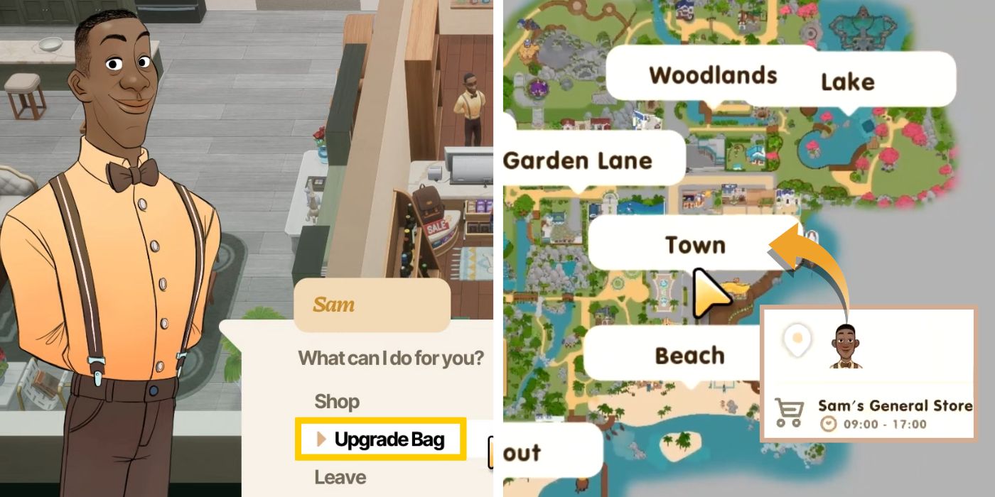 Upgrading Bag Inventory Space at Sam's General Store in Coral Island