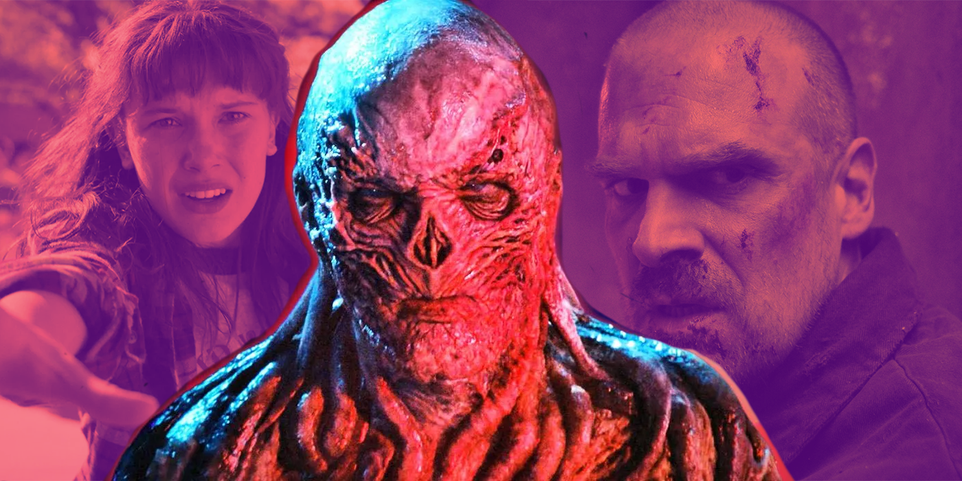 A collage of Vecna, Jim Hopper, and Eleven from Stranger Things