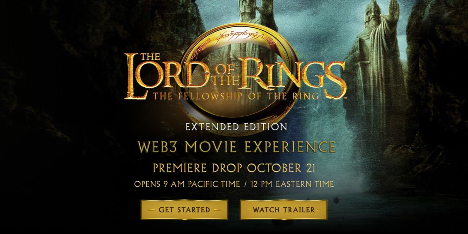 Warner Bros. Lord of the Rings Web3 movie experience landing page