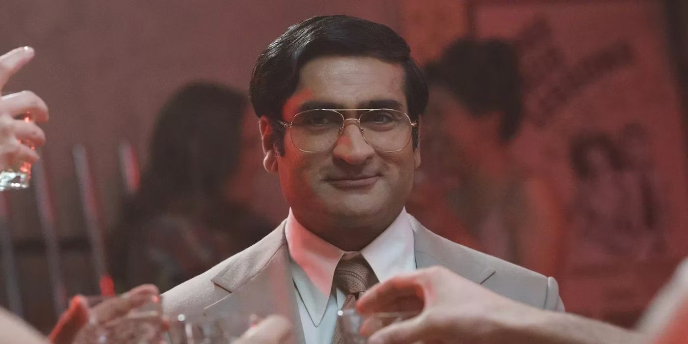 Kumail Nanjiana smiling at Welcome To Chippendales
