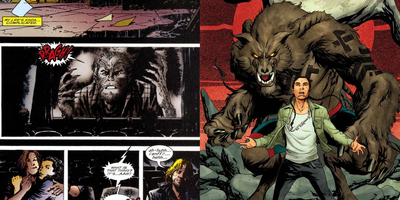 Split image showing various Werewolf By Night comics