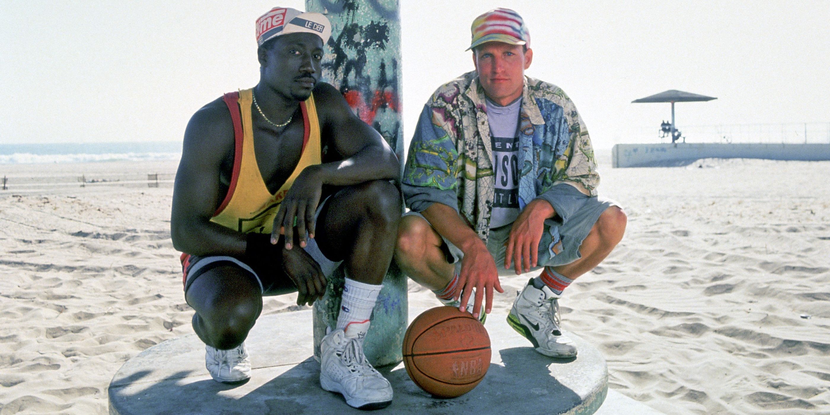 Wesley Snipes and Woody Harrelson on the beach in White Men Can't Jump
