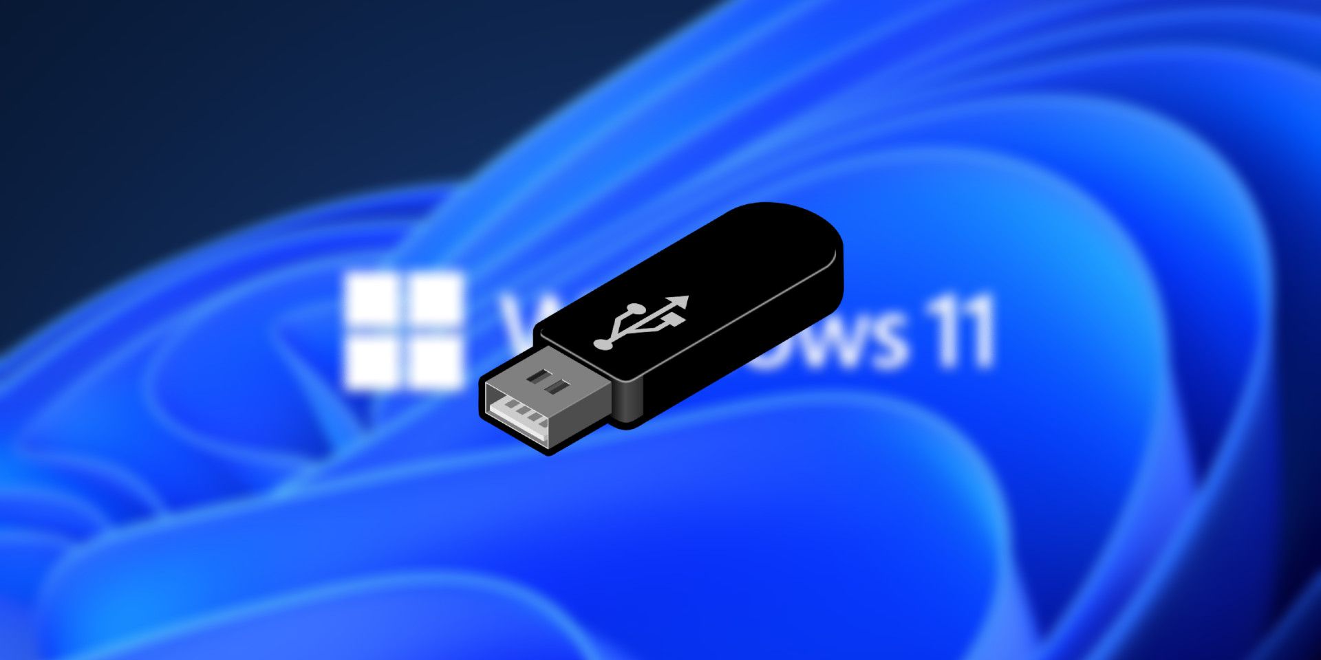 Windows 11 logo with USB pen drive