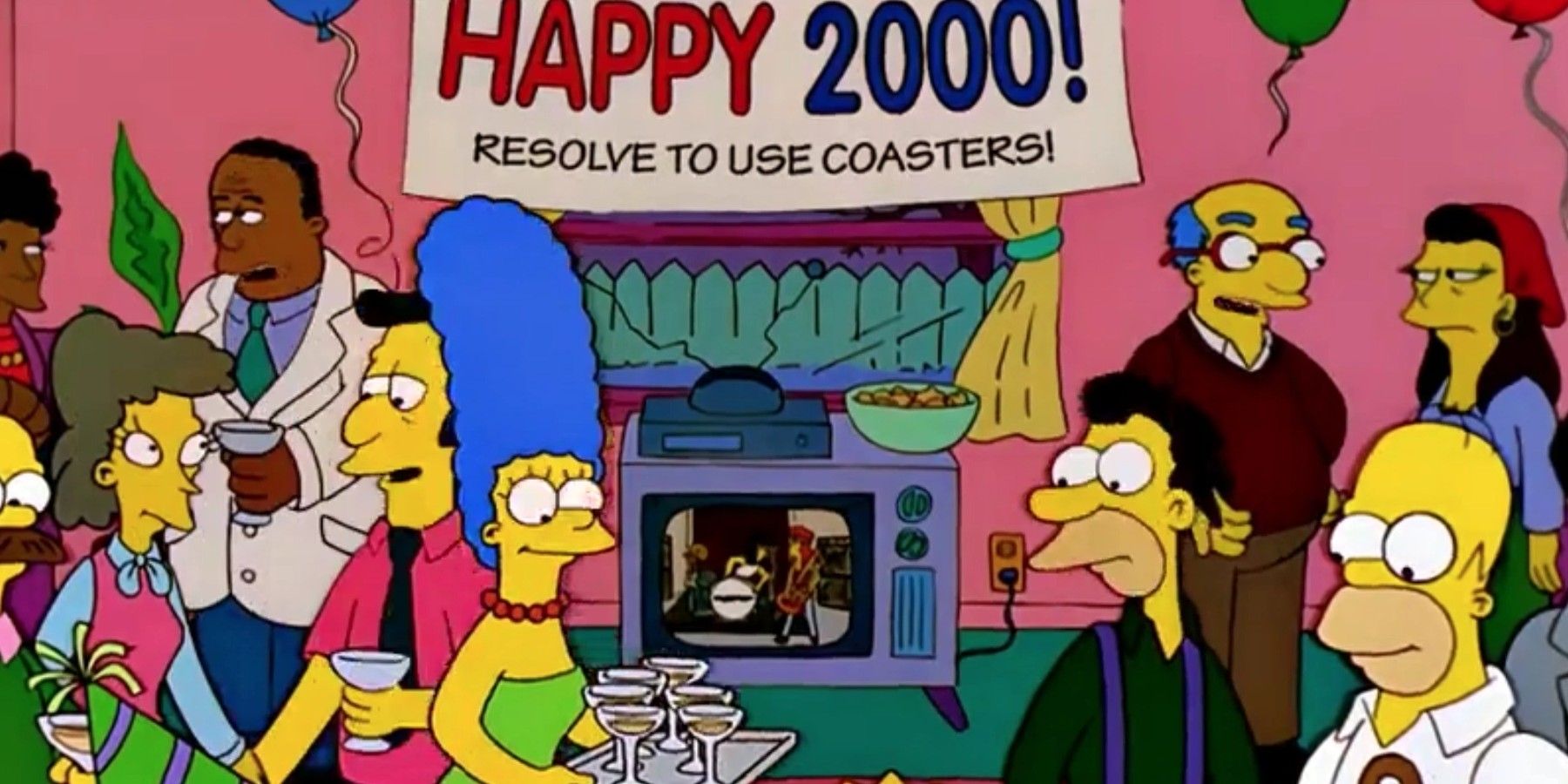 Uma festa Y2K em Os Simpsons