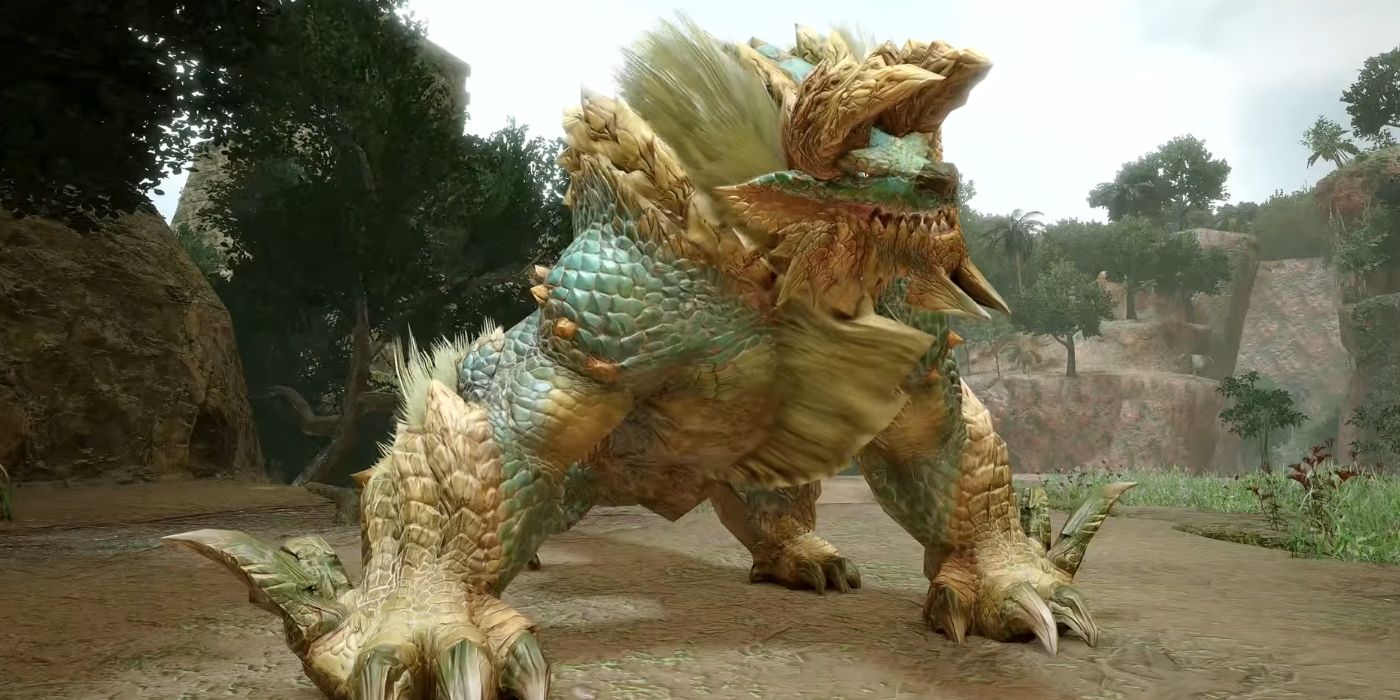 Zinogre Standing in the Flooded Forest in Monster Hunter Rise