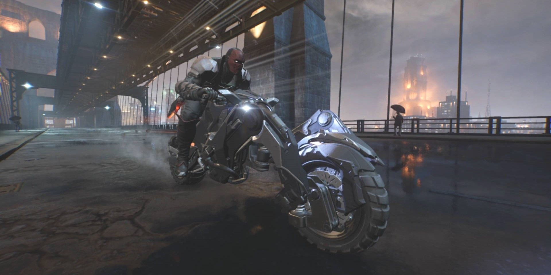 Redhood on the 233 Kustom Batcycle in Gotham Knights