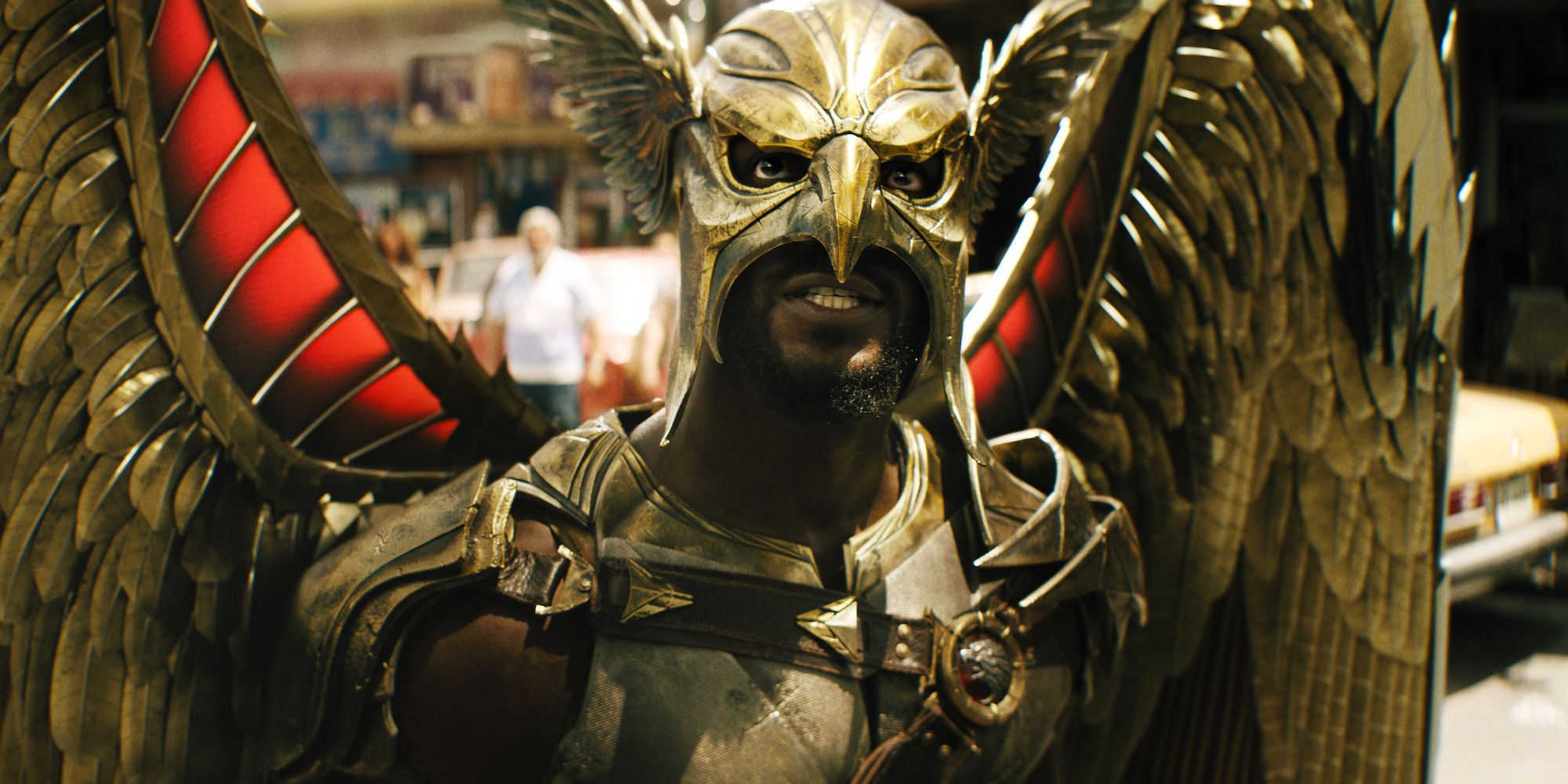 Hawkman wearing his armor in the DCU's Black Adam