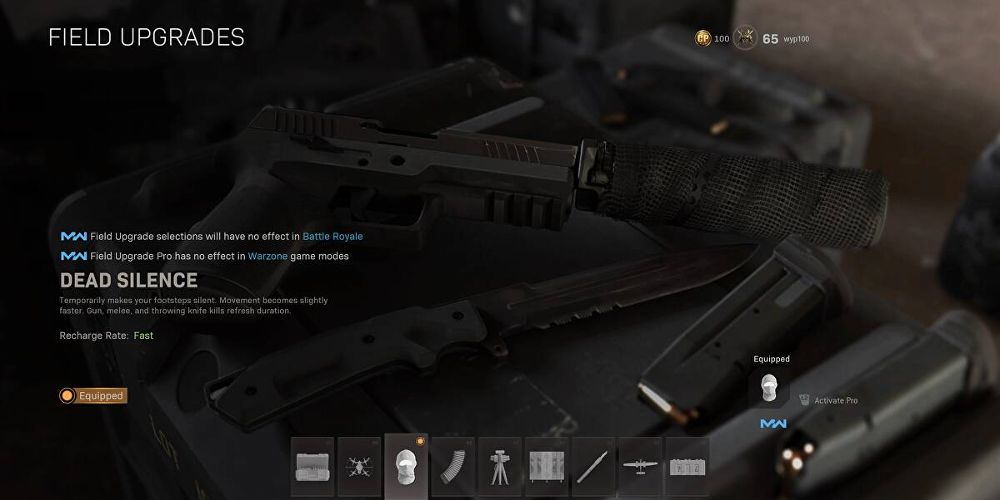 Dead Silence Field Upgrade é visto em Call of Duty