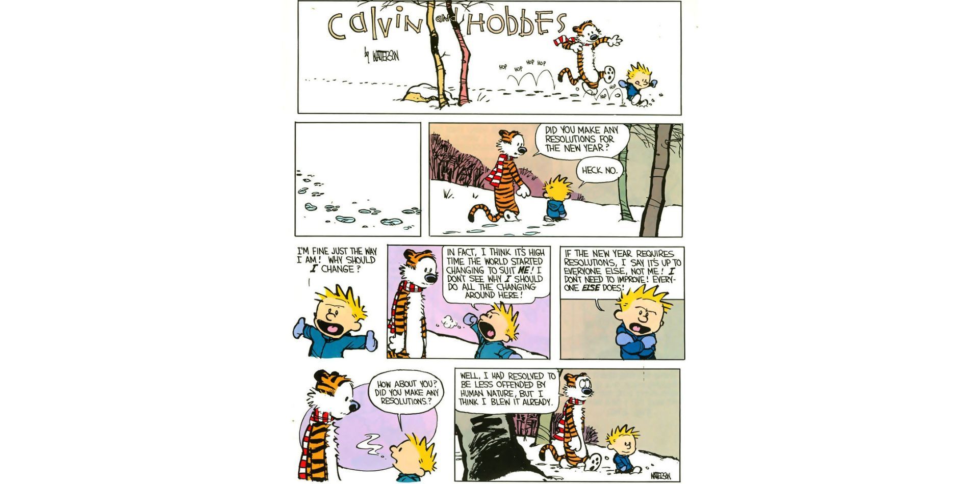 calvin and hobbes new years and human nature