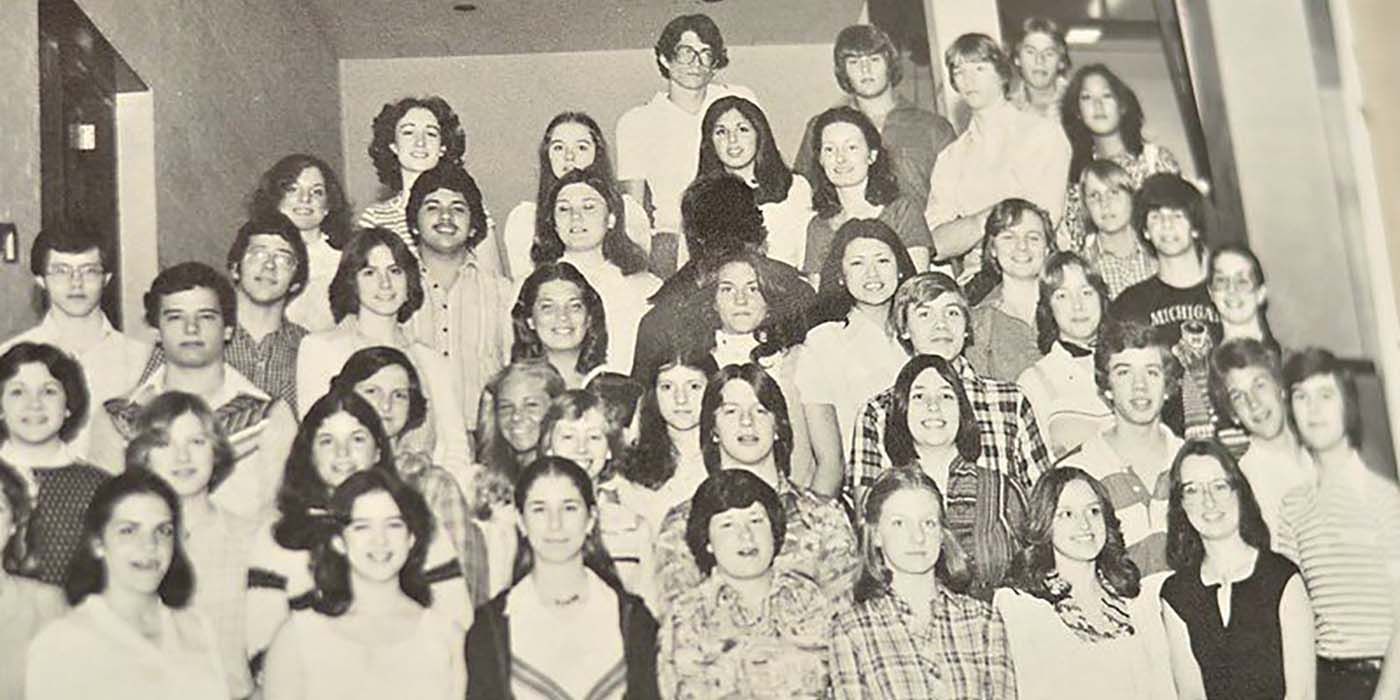 An old high school yearbook photo with Jeffrey Dahmer's face blacked out