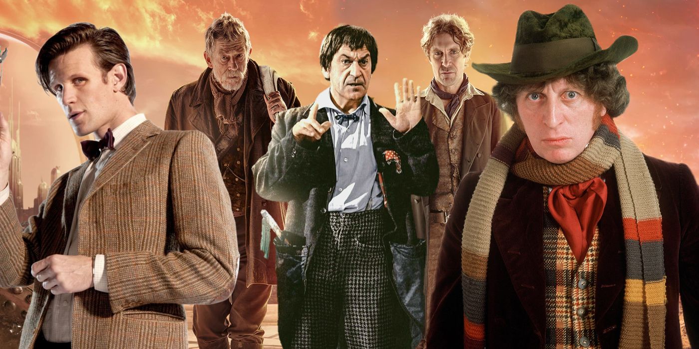 The Eleventh, War, Second, Eighth, and Fourth Doctors in Doctor Who