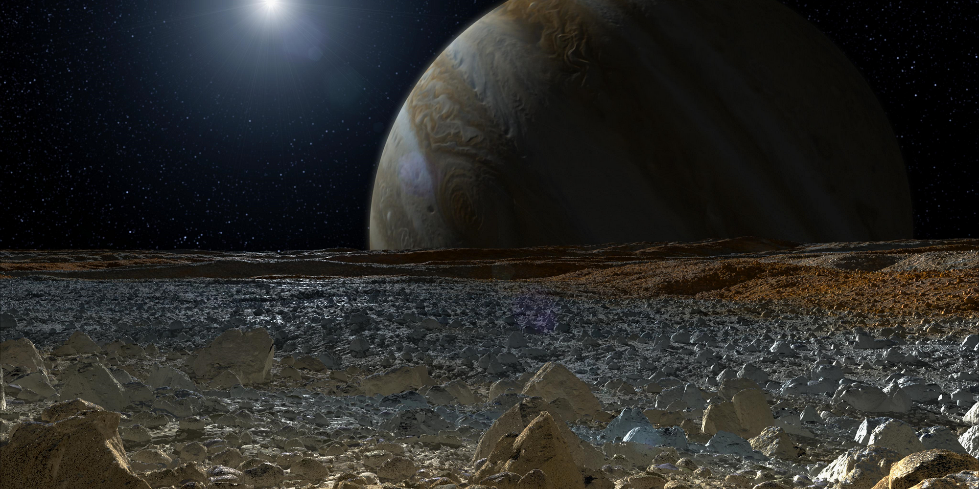 An artistic imagination of Europa's surface.