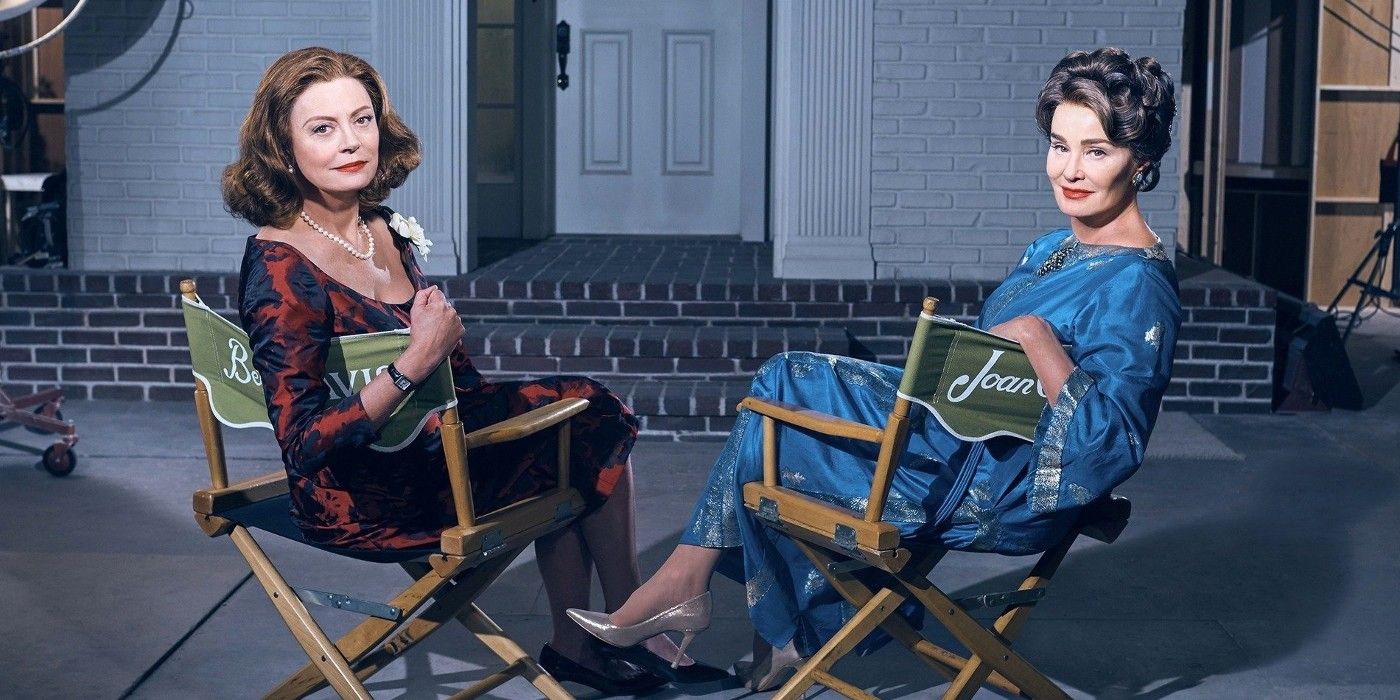 Susan Sarandon as Bette Davis and Jessica Lange as Joan Crawford in Feud