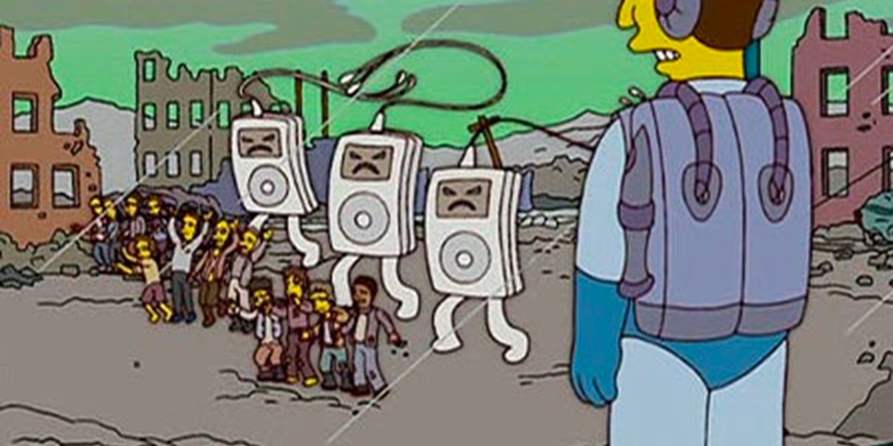 iPods chicoteando as pessoas em Os Simpsons
