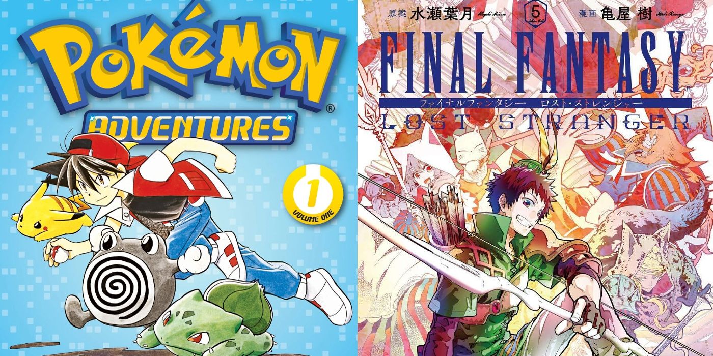 Pokemon Adventures and Final Fantasy Manga covers are seen side by side