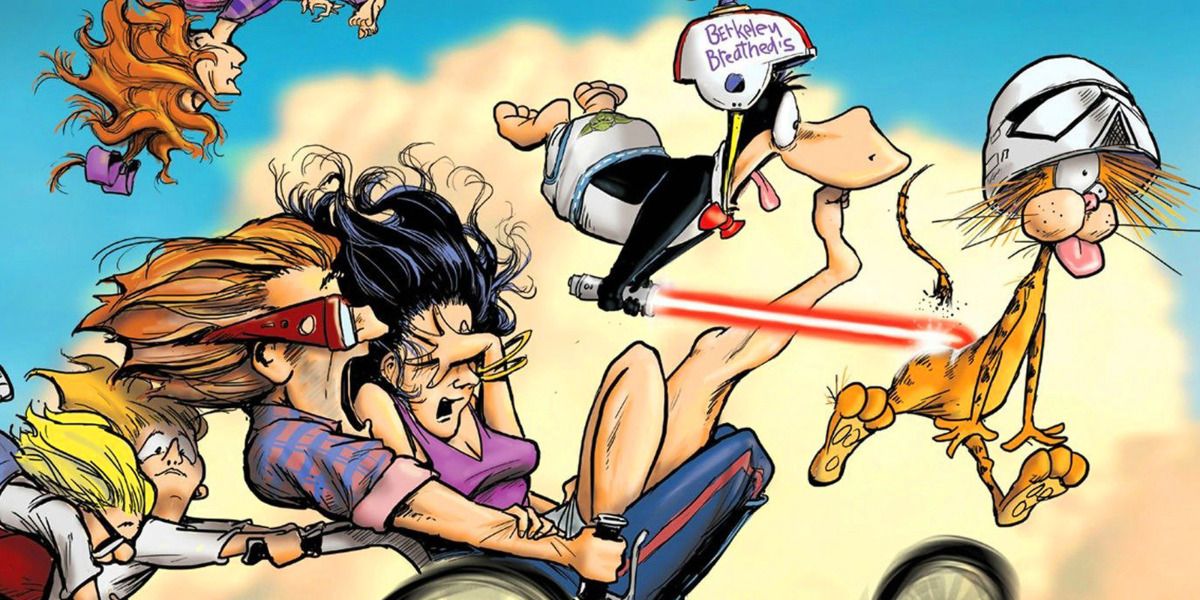 An image of the Bloom County gang is shown.