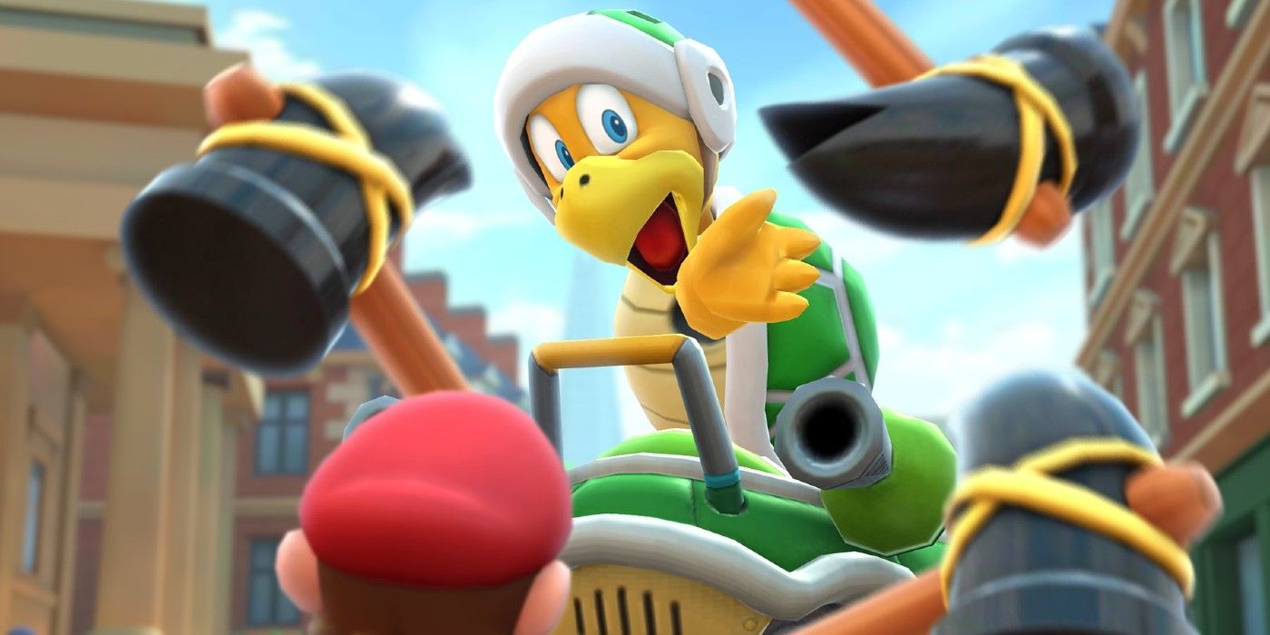 Mega Hammer Bro throwing hammers in Mario Kart Tour