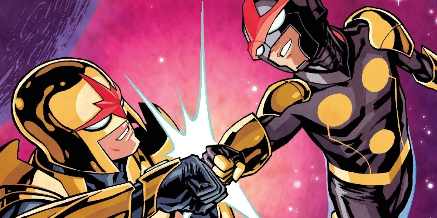 Sam and Rich fighting in space in the Marvel comics