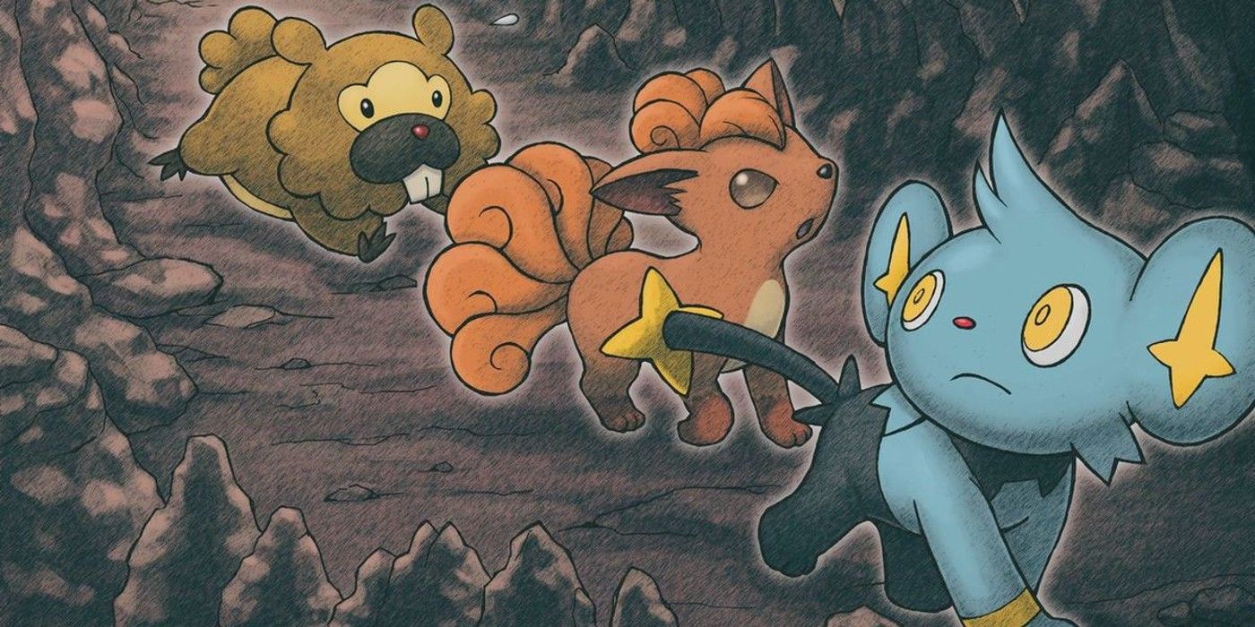 Shinx, Vulpix e Bidoof explorando em Pokémon Mystery Dungeon