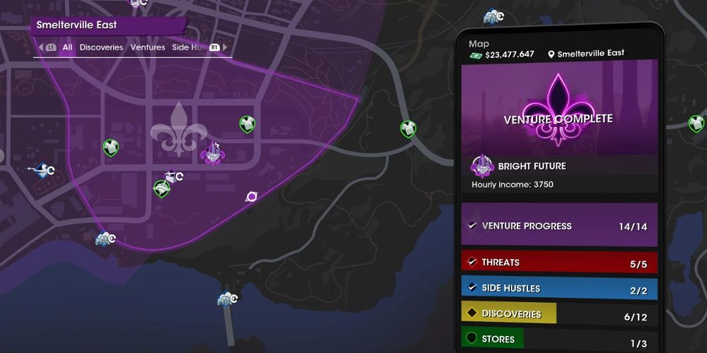 The Smelterville map is seen in Saints Row