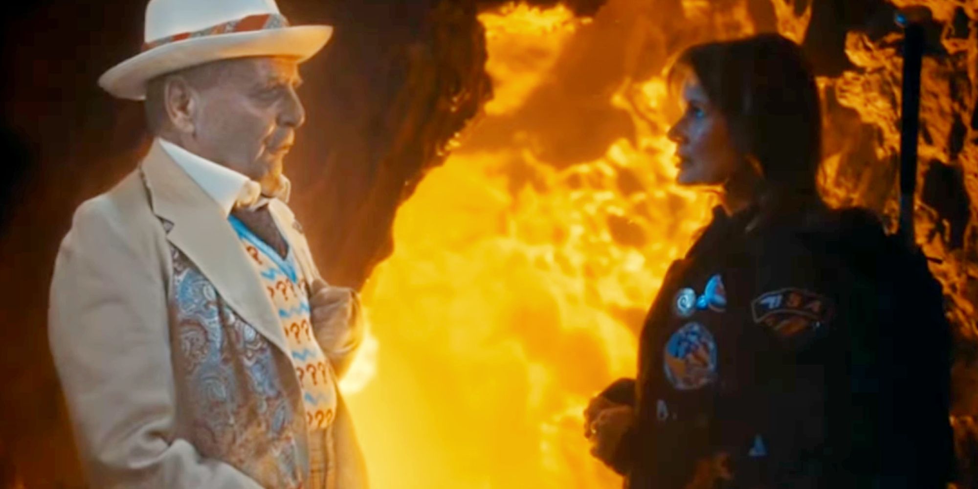 Seventh Doctor hologram and Ace in "The Power of the Doctor."