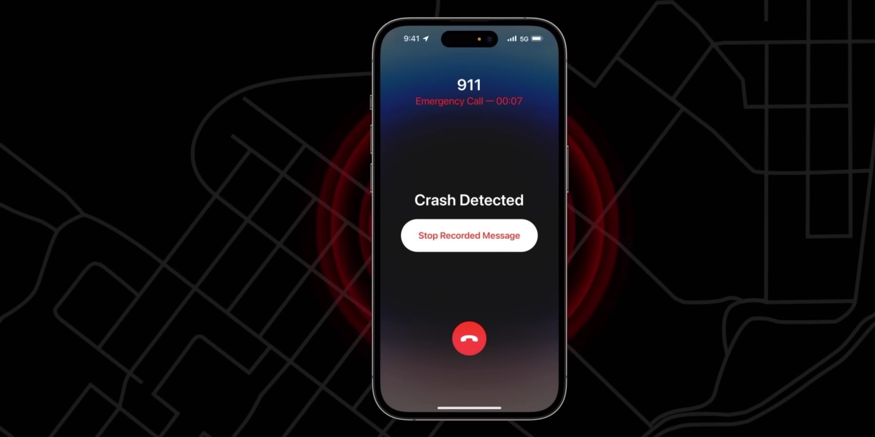 An iPhone calling 911 after detecting a car crash incident 